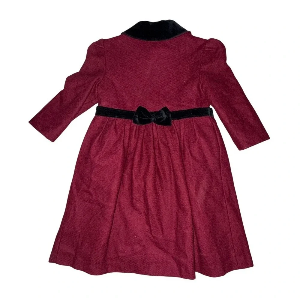 Vintage Freeway Fashions Girls Dress Coat Red Velvet Collar M Lined burgundy USA